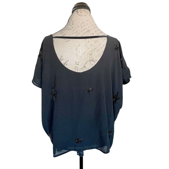 Chaser Womens Blouse Sz XS Boxy Star Beaded Sequins Baddie Witchy Gothic Vampy - Picture 4 of 14